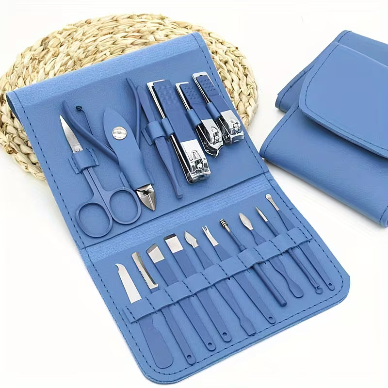 16pcs Household Multi-Functional Stainless Steel Pedicure Nail Scissors Tool Set